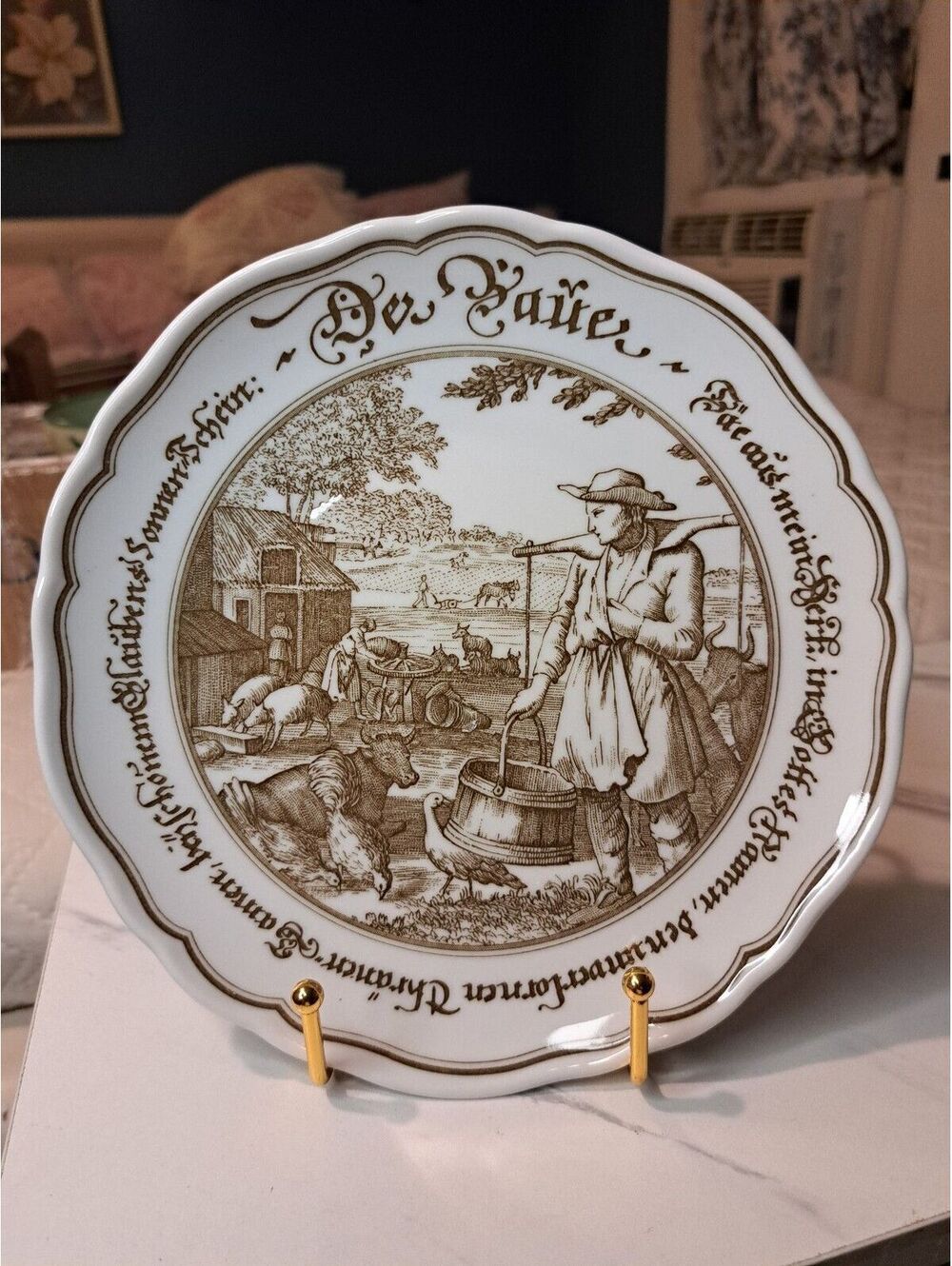 Vtg Hutschenreuther German Porcelain Collector Plate "Der Vauer" (The Farmer) 8"